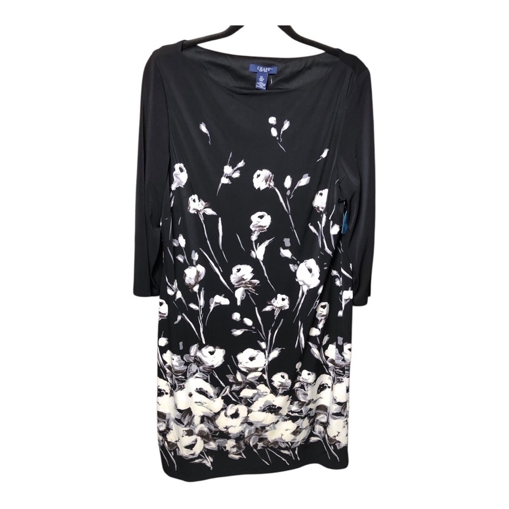 CHAPS Black and White Floral Dress